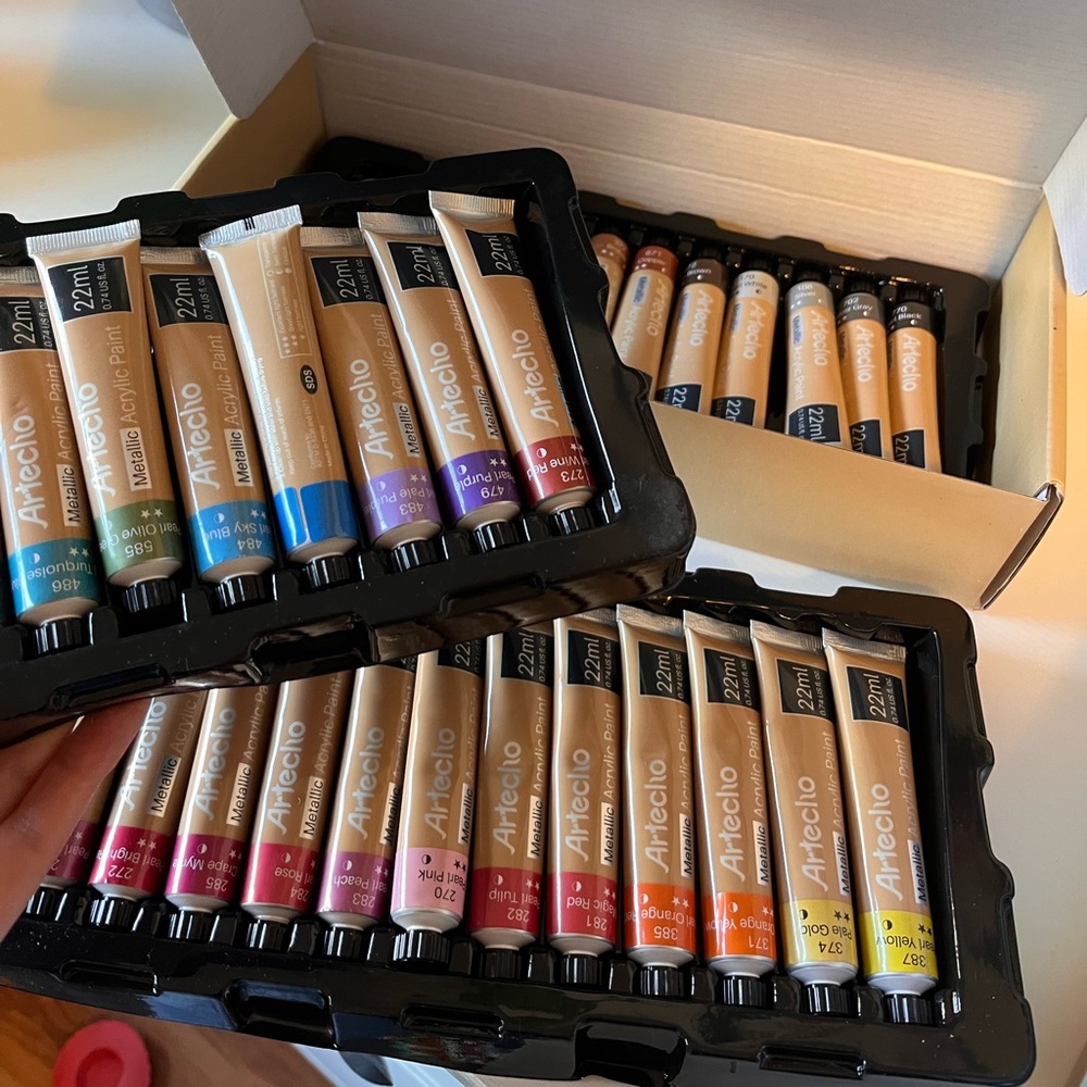 ARTECHO Metallic Acrylic Paint Set, 36 Tubes x 0.74 fl. ounces